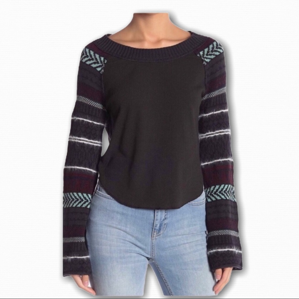 Free People Mixed Material Fairground Sweater